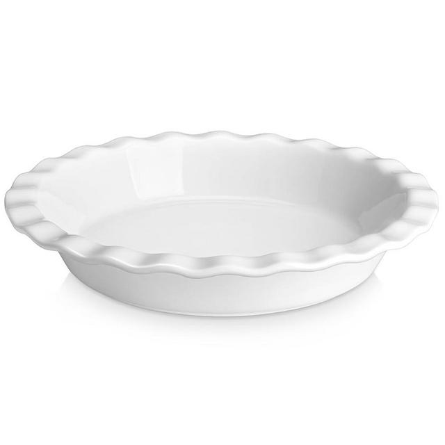 MALACASA Ceramic Pie Pan, Pie Pan for Baking 9 Inch,40 OZ Pie Plate Round Pie Dish for Baking Fluted Pie Dish Baking Pan, Non Stick Deep Pie Dishes for Quiche, Apple Pies,Pot Pies, Tart, etc.