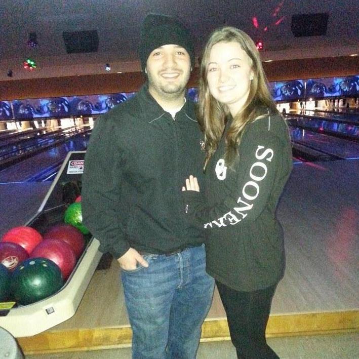 One of our first dates, bowling with friends!