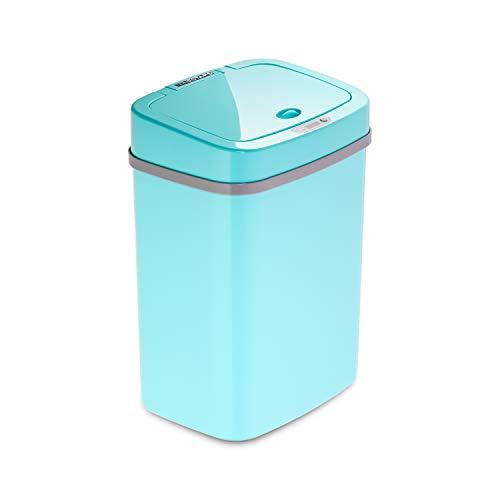 Ninestars, Teal Blue DZT-12-5TB Bedroom or Bathroom Automatic Touchless Infrared Motion Sensor Trash Can, 3 Gal 12 L, ABS Plastic (Rectangular, Trashcan