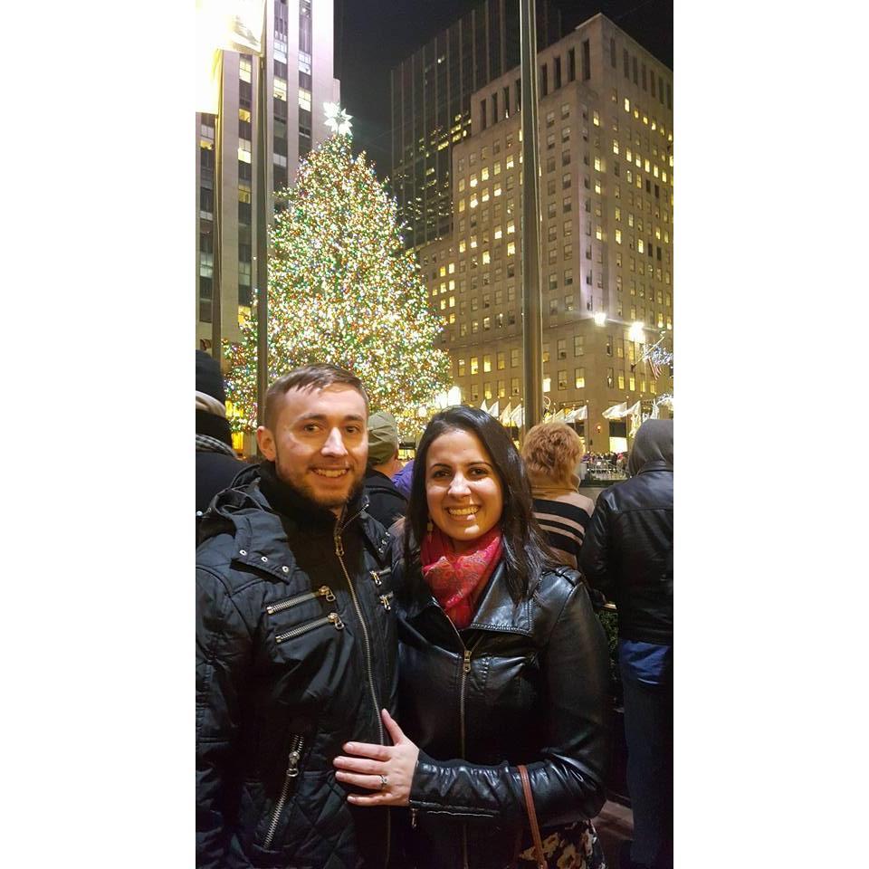 Getting ready for Christmas at the Rockefeller Tree.