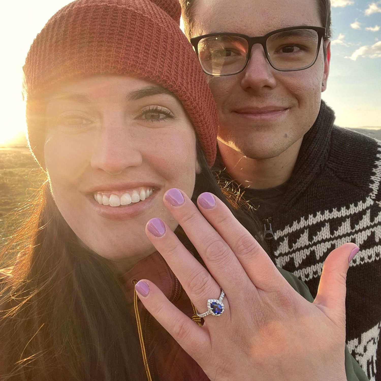 Our first picture at our sunrise engagement at Grand Teton National Park!