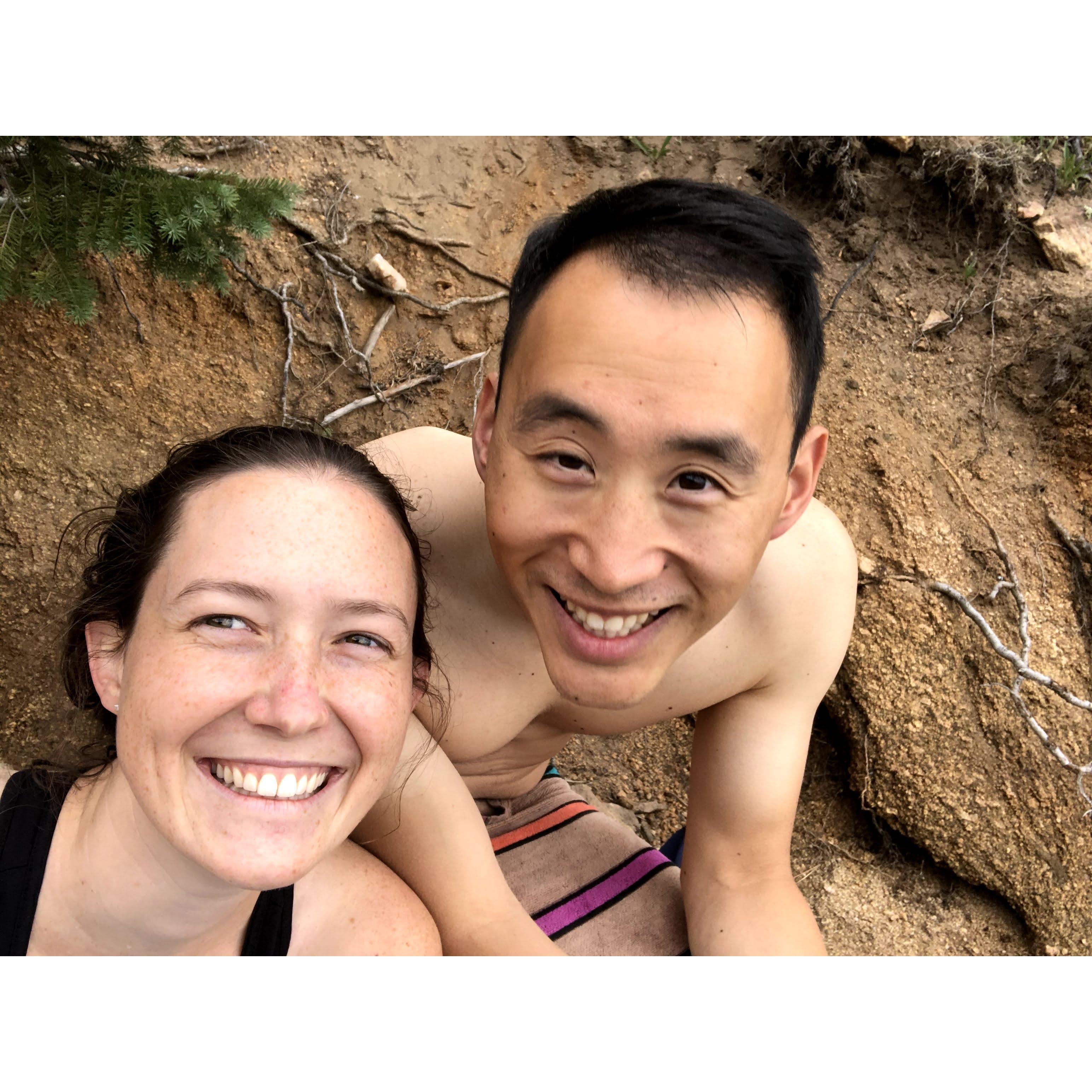 Swimming together in a place we later learned we weren't supposed to be swimming in... oops!