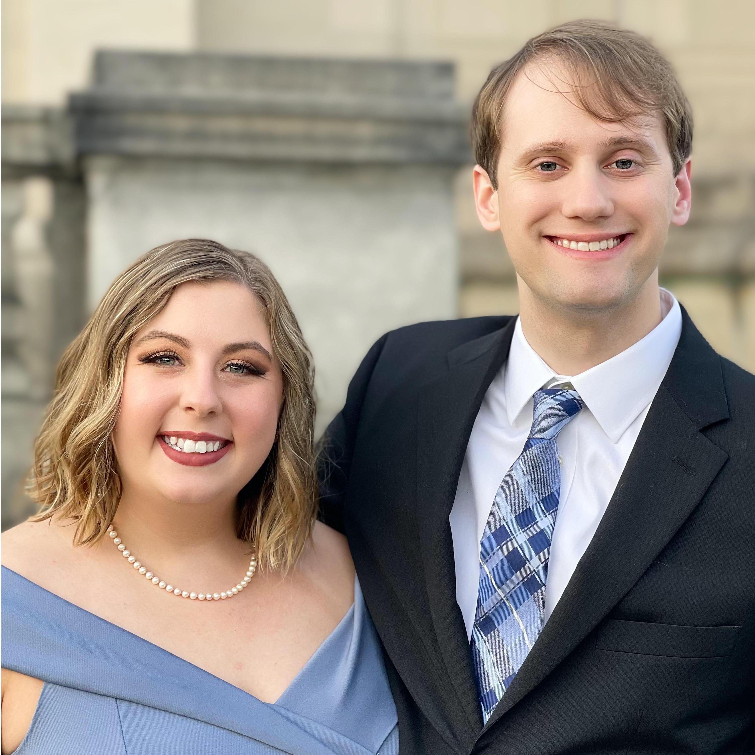 The couple at a family member's wedding.