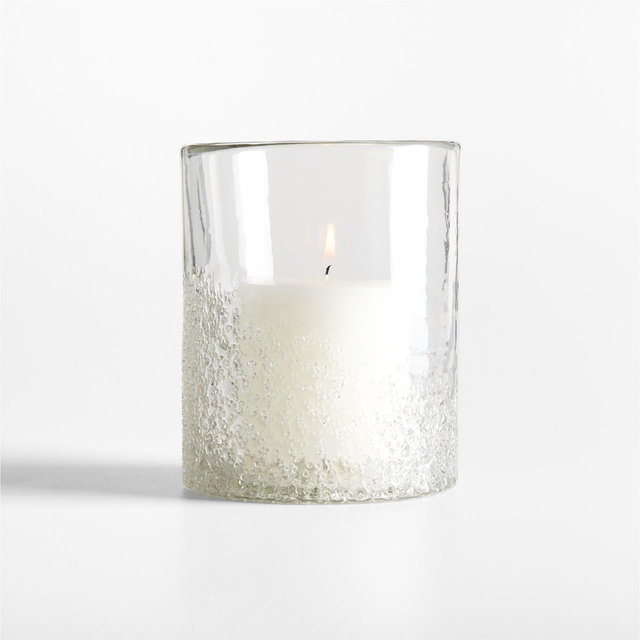 Seeded Textured Small Glass Hurricane Candle Holder 6"