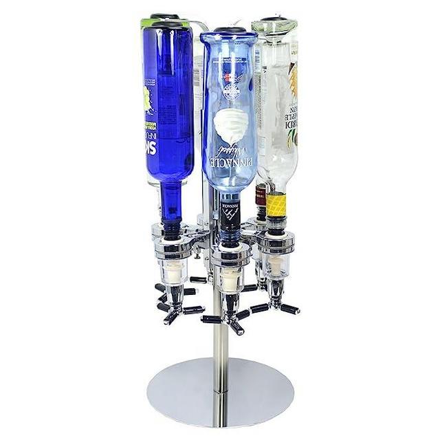 6 Bottle Liquor Caddy Shot Dispenser Bottle Holder Bar Party Tabletop
