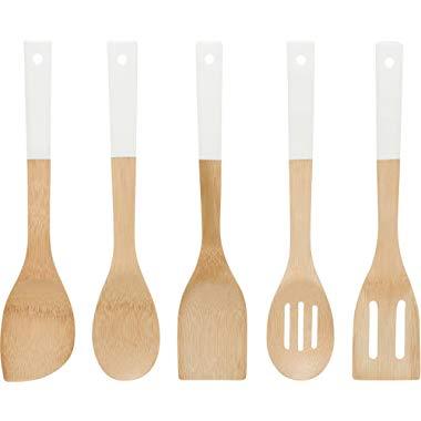 Now Designs Bamboo Utensils, Set of 5, White
