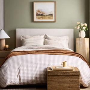 Classic Organic Percale Duvet Cover Set in Cafe Gingham