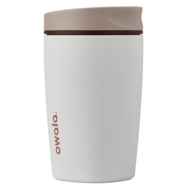 Owala SmoothSip Slider Insulated Stainless Steel Coffee Tumbler, Reusable Iced Coffee Cup, Hot Coffee Travel Mug, BPA Free 12 oz, Vanilla Bean