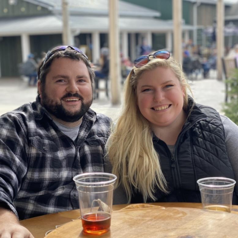 Enjoying drinks at Blake’s Orchard and Hard Cider Mill
