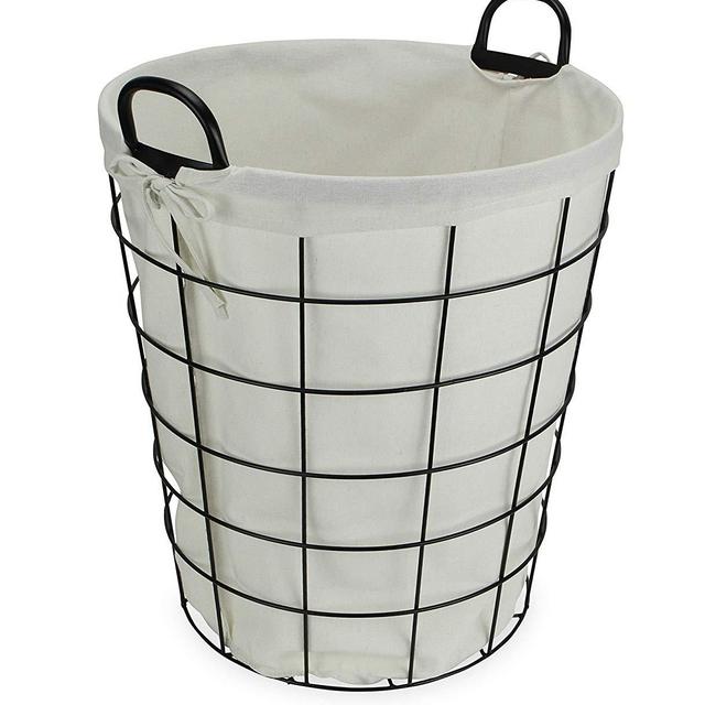 Cheung's 16S005 Lined Metal Wire Basket with Handles, Black