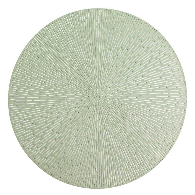 Snowkingdom Sage Green Easter Placemats Set of 8, Vinyl Hollow Spring 15 Inch Round Sage Green Place Mat, Washable Easy Clean Wipeable Non Slip Dining Table Mats for Wedding Bridal Shower Party Decor