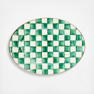 Emerald Check Stainless Steel Oval Platter