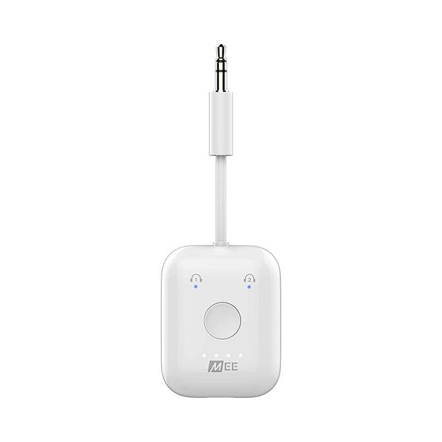 MEE audio Connect Air in-Flight Bluetooth Wireless Audio Transmitter Adapter for AirPods and Other Headphones, White (AF-CA1)