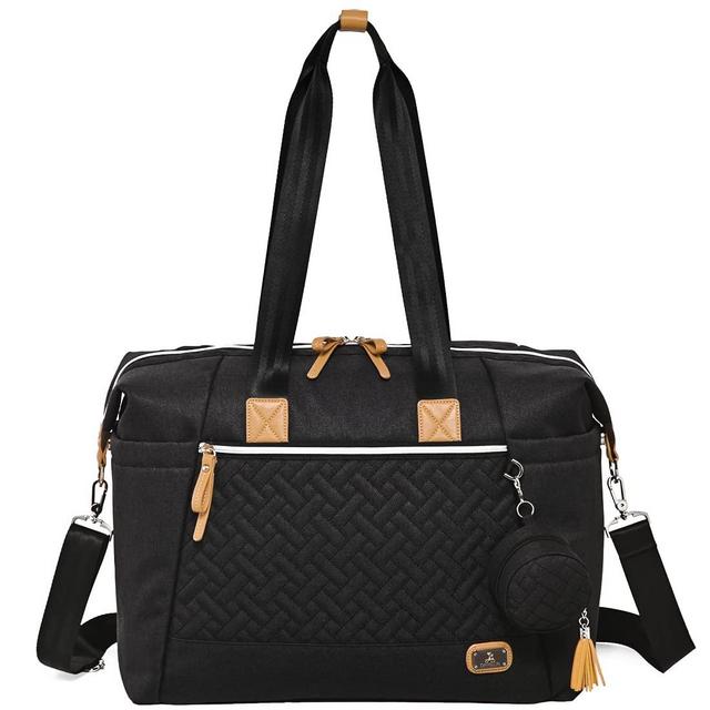 Diaper Bag Tote with Pacifier Case and Changing Pad, Dikaslon Large Travel Diaper Tote for Mom and Dad, Multifunction Baby Bag for Boys and Girls, Black