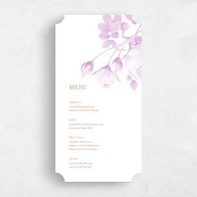 Pink Ticket Wedding Menu - Milna
