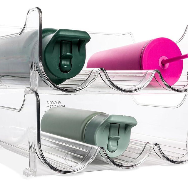 Simple Modern Water Bottle Organizer for Cabinet | Stackable Storage Plastic Organizer Rack for Bottles and Tumbler | Organization Shelf for Pantry, Kitchen, Refrigerator, Countertop | 2 Pack