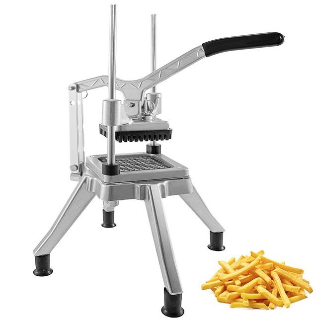 Happybuy Commercial Vegetable Fruit Chopper 1/4″ Blade Heavy Duty Professional Food Dicer Kattex French Fry Cutter Onion Slicer Stainless Steel for Tomato Peppers Potato Mushroom, Silver