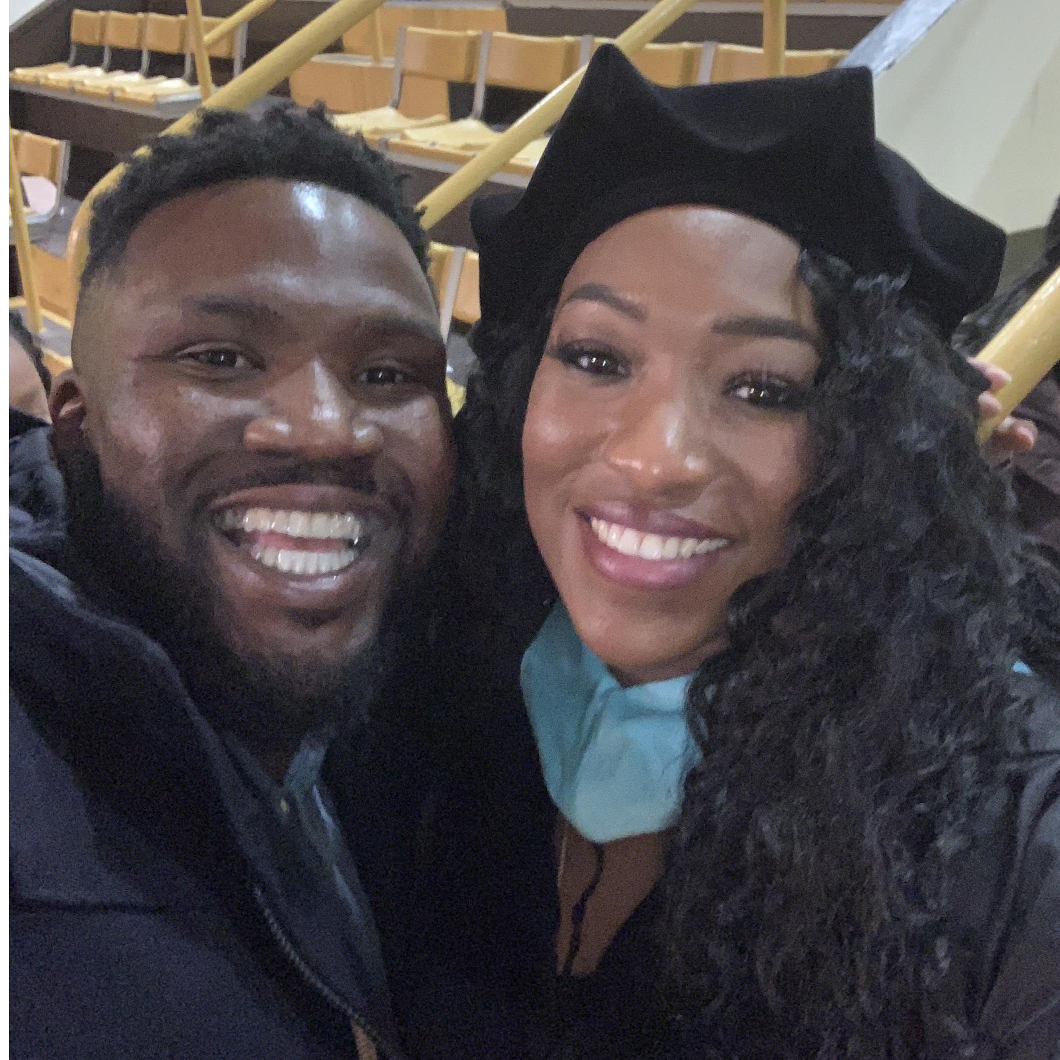 Graduation Day! Master's degree! My honey, right by my side to support me!!! December 2019