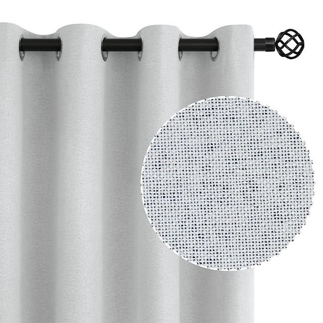 BGment Light Grey Linen 100% Blackout Curtains 63 Inches with Liner for Bedroom Grommet Linen Textured Thermal Insulated Room Darkening Window Drapes for Living Room, 2 Panels, Each 52 x 63 Inch