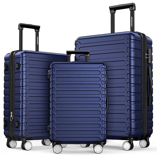 SHOWKOO Luggage Sets Expandable ABS Hardshell 3pcs Clearance Luggage Hardside Lightweight Durable Suitcase sets Spinner Wheels Suitcase with TSA Lock (Deep Blue)