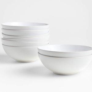 Craft 8" White Bowls, Set of 8 | Crate & Barrel