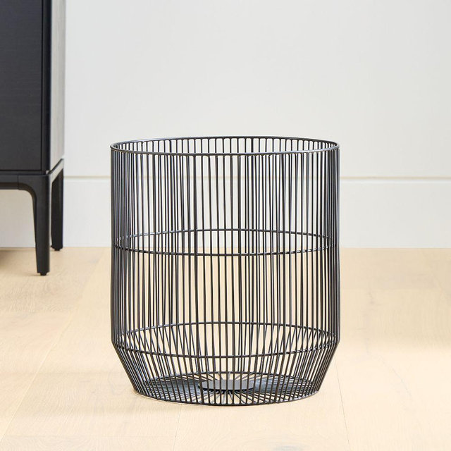 Fine Line Metal Round Basket, Medium, 14"D x 15"H, Black