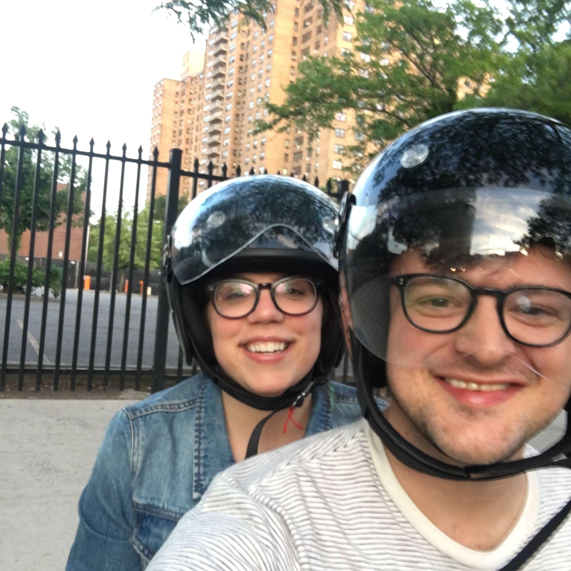 A dangerous form of transportation called a Revel scooter that we like to take all around Brooklyn (don't tell my mom!)