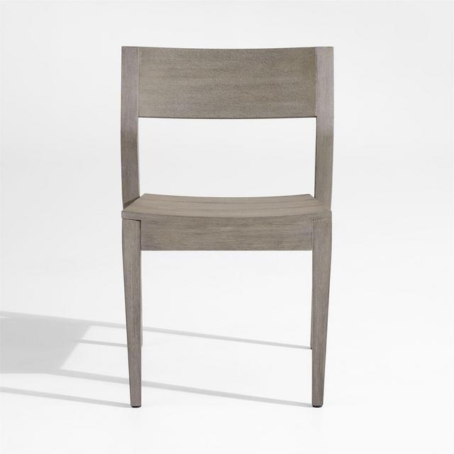 Andorra Weathered Grey Wood Stackable Outdoor Dining Side Chair