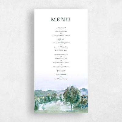 Deepest Teal, Blue Wedding Menu - Montecillo