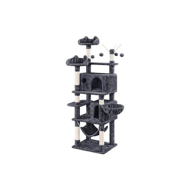 Yaheetech 67″ H Cat Tree Cat Tower, Multi-Level Cat Play House, Climbing Tree, Dark Gray