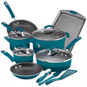 Rachael Ray Classic Brights Hard Enamel Aluminum Nonstick Cookware Set, 14-Piece - Macy's