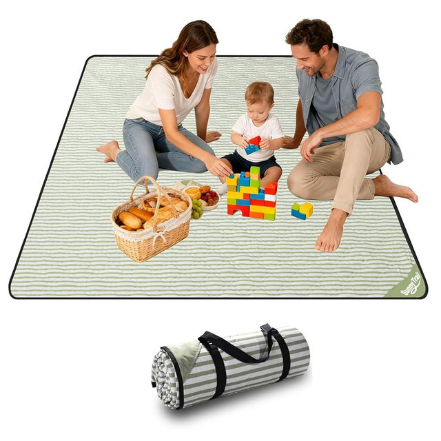 SunnyTrail Extra Large Waterproof Picnic Blanket 80"x80" – Sandproof Outdoor Mat for Beach, Park, Grass, Lawn, Camping, Wedding Registry Must Have, Foldable & Portable Rug for Family Picnics