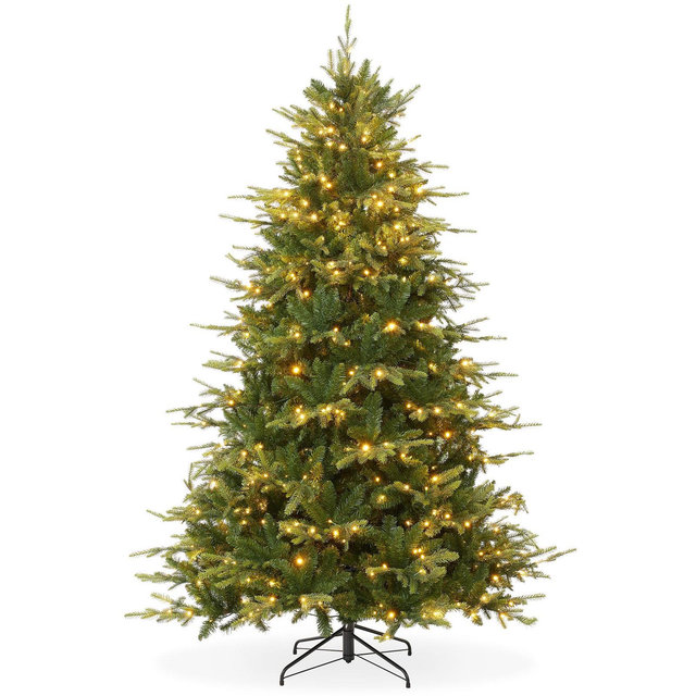 Casafield 7.5FT Pre-Lit Pre-Lit Full Green Aspen Fir Artificial Christmas Tree with White & Multicolored LED Lights