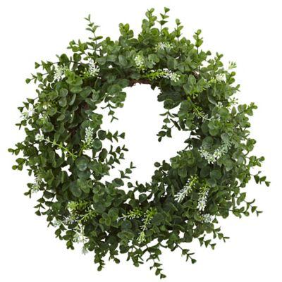Nearly Natural 18-Inch Double Ring Eucalyptus Wreath