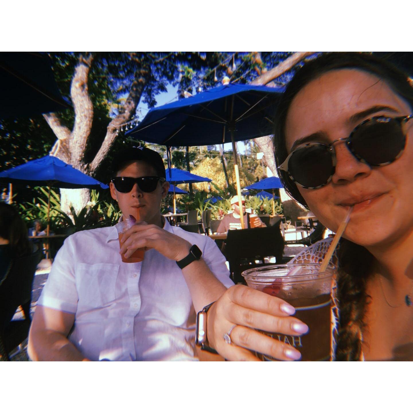 In Hawaii drinking Mai Tai's