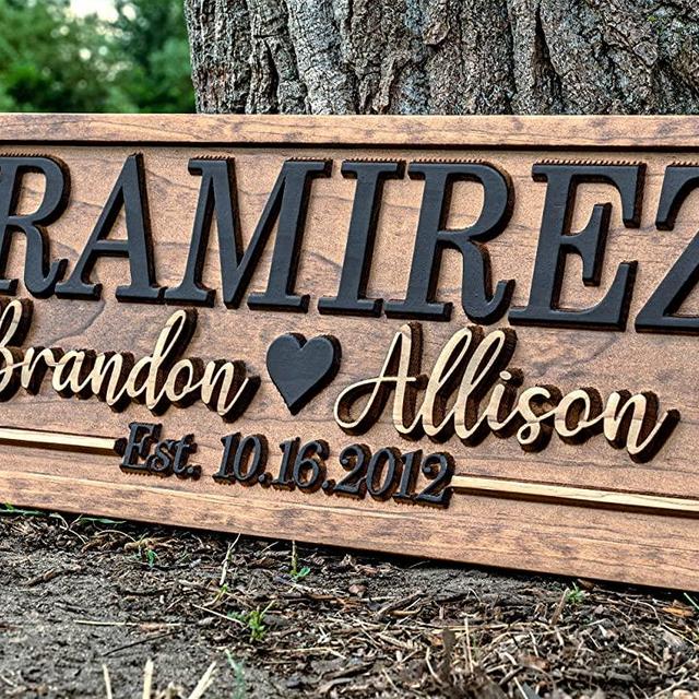 Bridal Shower Gift | Personalized Wedding Gift Last Name Established Sign | Anniversary Gift | Engagement Gifts | Valentines Day Gift | Wood Wedding Sign | Name Heart Sign | Couples Gift