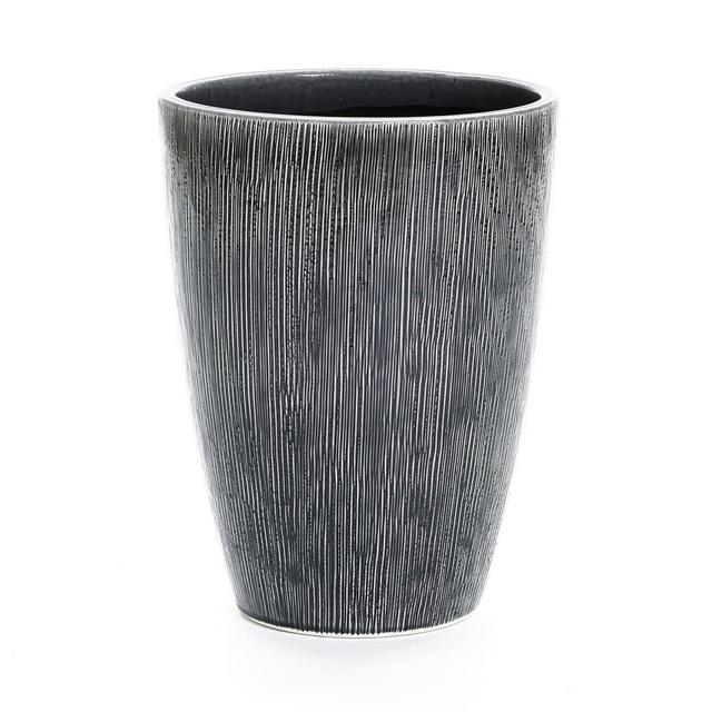 LuxenHome 17" H Ceramic Tall Planter Indoor Outdoor Large Plant Pot with Drainage Hole and Plug Modern Sea Gray Glazed Flower Pot Planter
