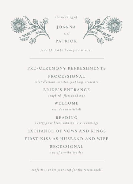 Desrosiers | Deep Blue Spruce | Zola Wedding Programs