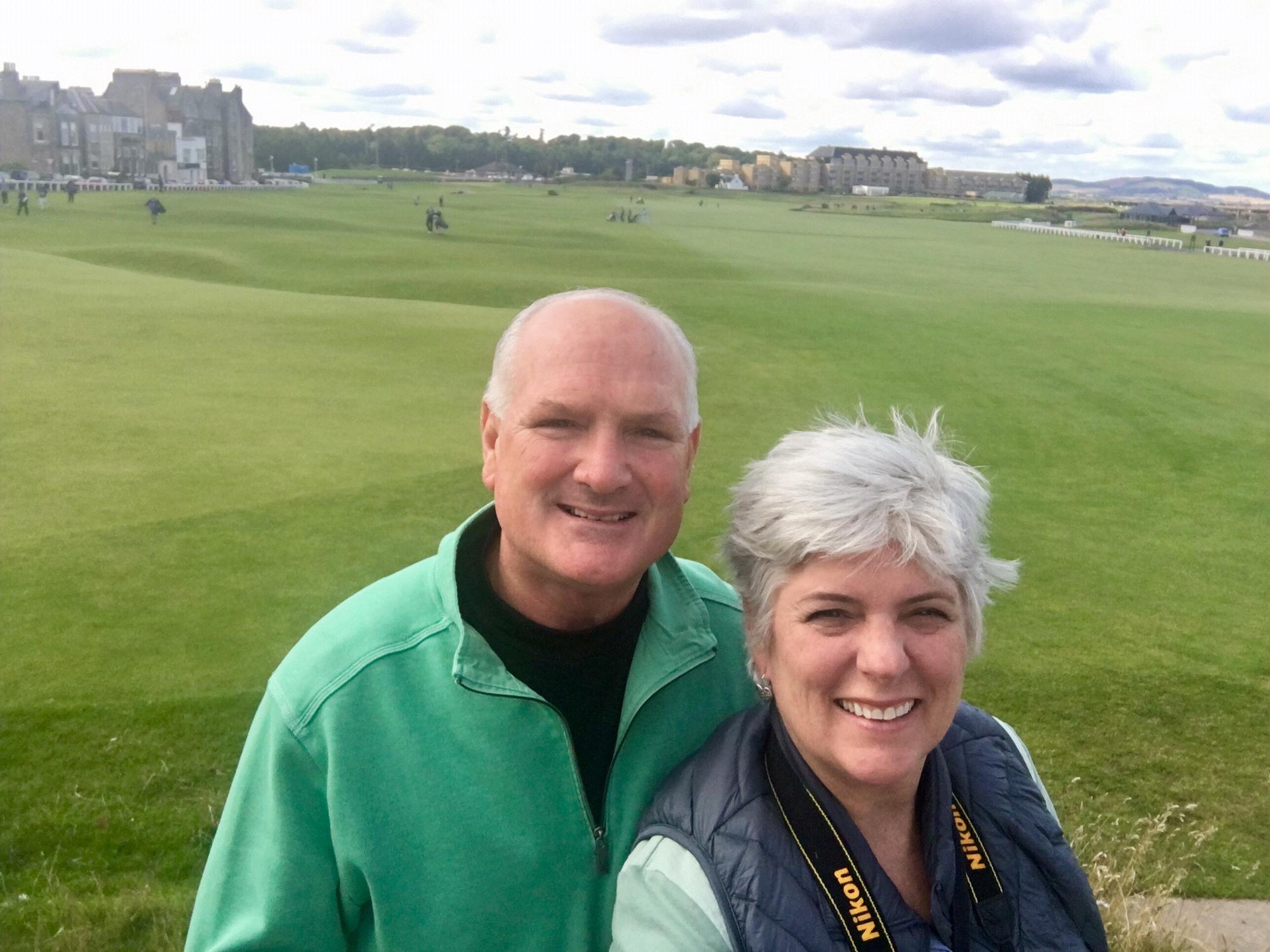 Karen and Keith at Saint Andrews Gold Course in Scotland.