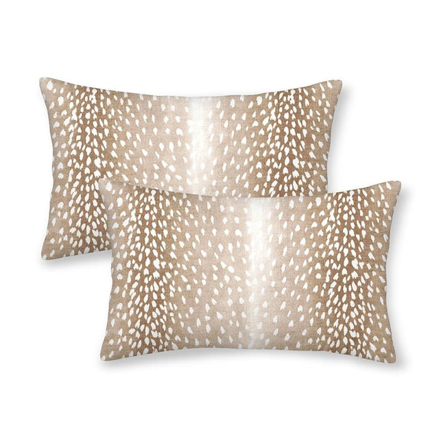 DAFENA Antelope Pillow Covers 12x20 Inch 2 Pcs Brown Deer Animal Skin Print Decor Throw Pillows Fall Winter Modern Outdoor Decoration Pillowcase Soft Cotton Cushion Cover for Couch Sofa Bed