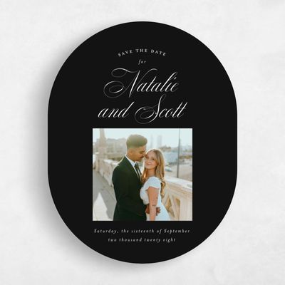Black Oval Wedding Save the Date - Marvis Photo