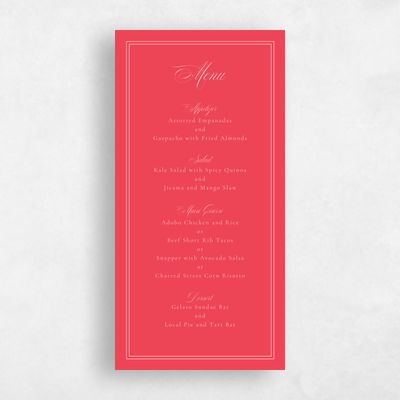 Crimson, Red Wedding Menu - Sydney