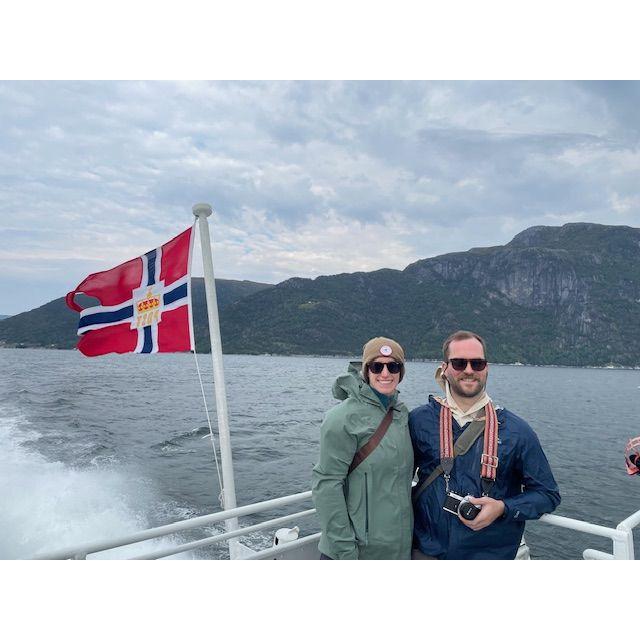 Boating up the fjord in Norway