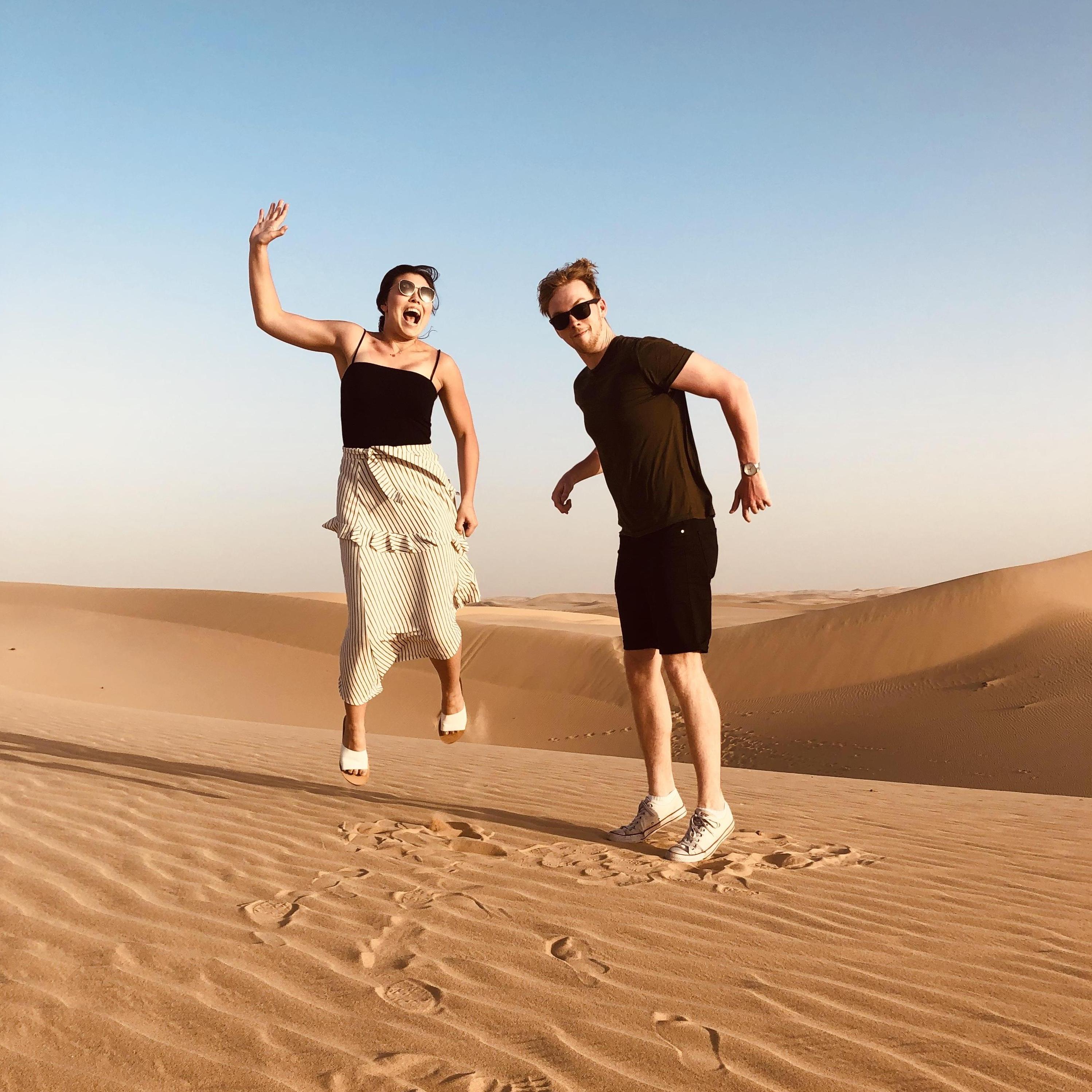 A hilariously bad photo of us from our trip to the UAE.