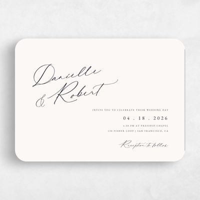 Beige Rounded Wedding Invitation - Mesilla Landscape