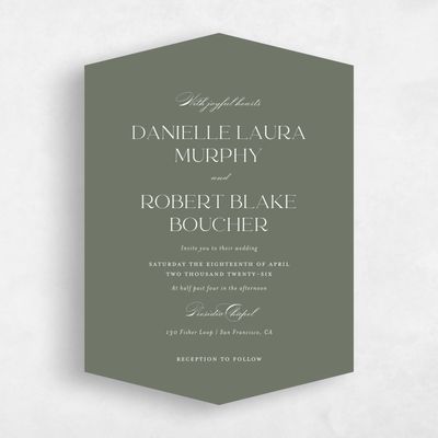 Green Diamond Wedding Invitation - Hilltone Portrait