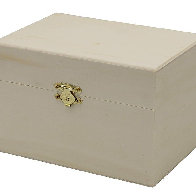 Creative Hobbies® Ready to Decorate Wooden Recipe Box with Hinged Lid and Front Clasp - Make Your Own Gift, Jewelry, Photo Box
