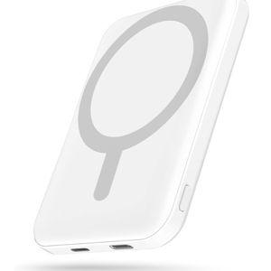 podoru for Magsafe Battery Pack, 5000mAh Magnetic Power Bank with Type-C Cable 20W PD Fast Charging Lighting Input Wireless Portable Charger for iPhone 16/15/14/13/12/ All Series-White