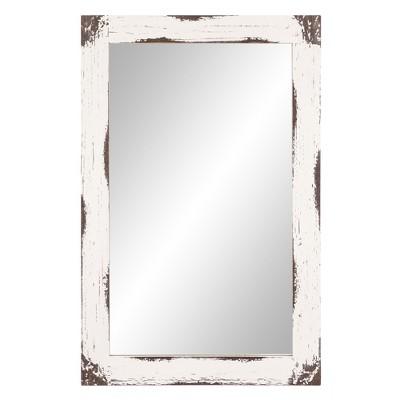 18"x31" Distressed Reclaimed Wood Wall Mirror White - Patton Wall Decor