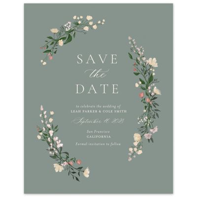 Deep Sage, Green Wedding Digital Save the Date - Melody Portrait
